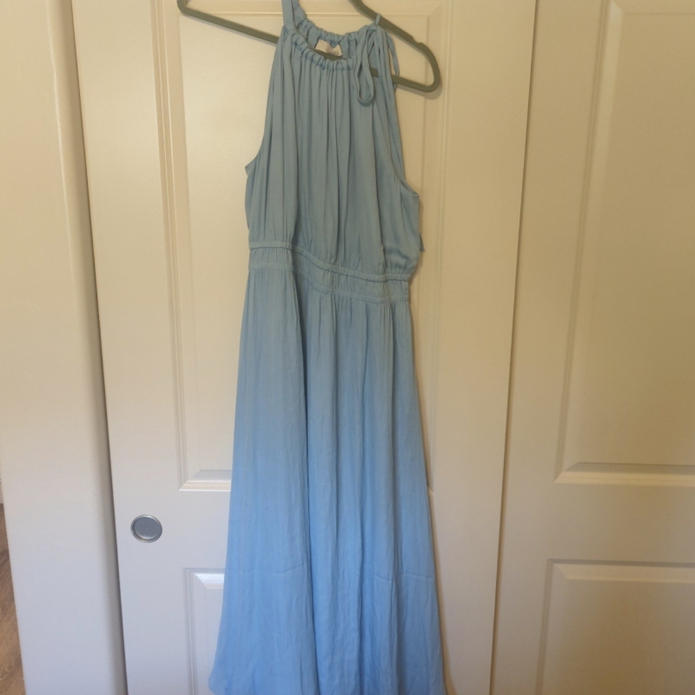 Light Blue Halter Maxi Dress